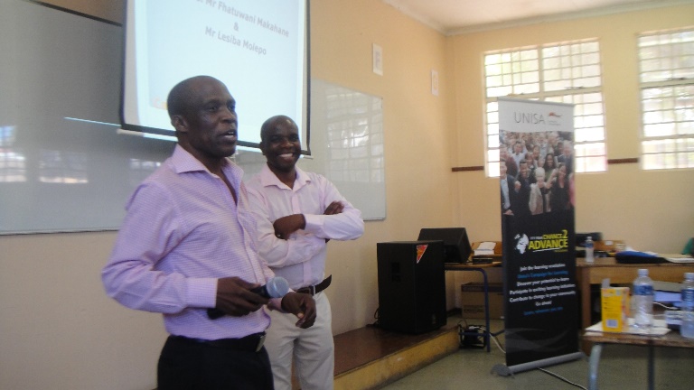 Unisa C2A facilitators Mr Lesiba Molepo and Mr Fhatuwani Makahane