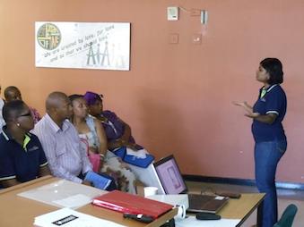 Dr Genevieve James (C2A Project Manager) addresses Gugulethu stakeholders