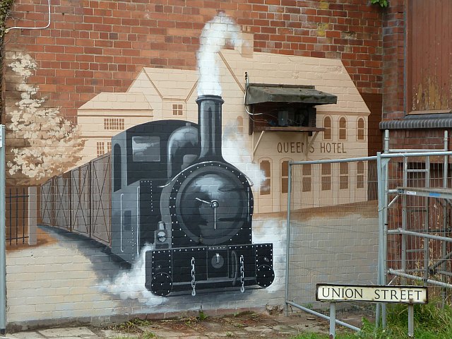 File:Steam railway mural at the junction of Church Street and Union Street - geograph.org.uk - 3734821.jpg