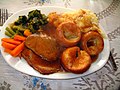 Sunday roast, roast beef and Yorkshire pudding