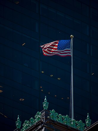 Flag of the USA on the New York Plaza Hotel