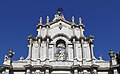 * Nomination: Italy, Catania, Cathedral of Sant' Agata, upper half of the façade --Berthold Werner 15:59, 19 May 2025 (UTC) Sсulpture group on the top and pillars next to it are badly distorted (due to heavy perspective correction I guess). --Екатерина Борисова 23:40, 19 May 2025 (UTC)  Done I have now uploaded a version with a smaller correction. Maybe this is better. Please check again. --Berthold Werner 09:15, 22 May 2025 (UTC) Sculpture looks almost normal now, but the building is leaning. This is a common PS trap: either the building is not vertical, but has normal proportions, or it is straightened, but the proportions are distorted. I can'r decide if it's QI now, let's wait for some other opinion. --Екатерина Борисова 01:09, 23 May 2025 (UTC) Not correcting the perspective is OK for me here, but there is CA (mostly at the top center) --Benjism89 19:26, 27 May 2025 (UTC) * * Review needed