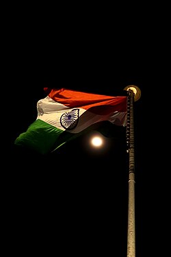 Moon behind the Indian flag
