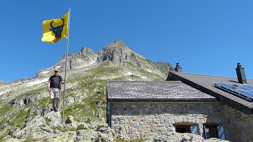 Canton Uri Flag at Seewenhütte SAC Meiental, Switzerland