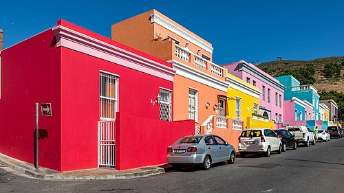 Colorful houses in Wale Street, Cape Town, Western Cape, South Africa