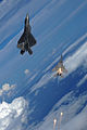 F-22 Raptor aircraft (left) and an F-15 Strike Eagle