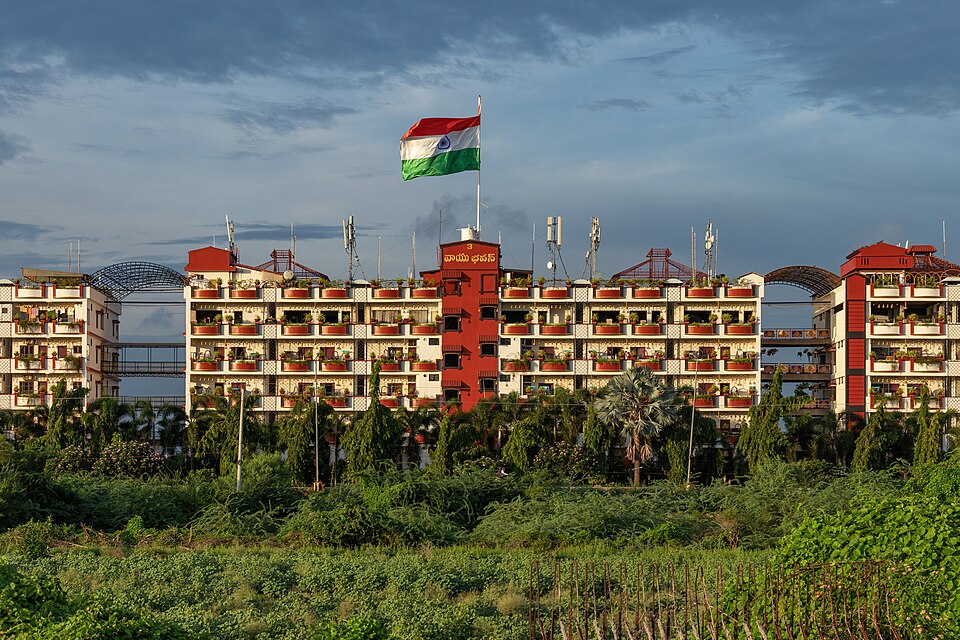 Indian Flag on a hospital in Amaravati