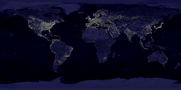 Earth’s city lights at night (1994-1995)
