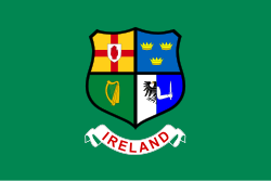 This Irish hockey team flag, previously nominated for deletion, was kept on the grounds it had "no real copyrightable creativity". All of the elements in the flag are public domain (Irish jurisdiction).