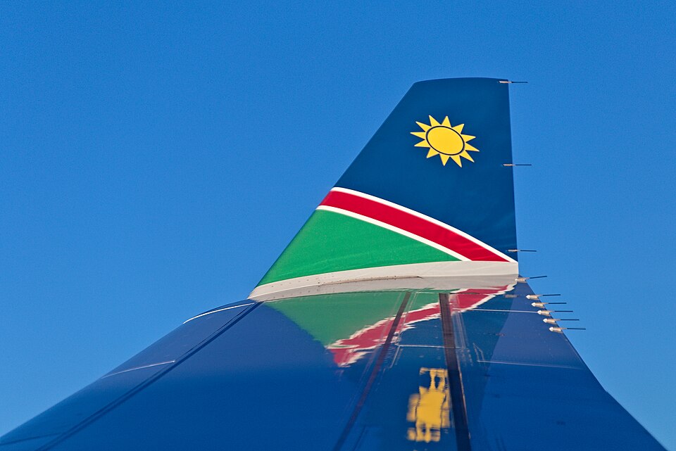 Flag of Namibia on an airplane winglet
