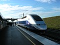 Rame de TGV Duplex Dasye numéro 746 stationnée en gare de Belfort - Montbéliard TGV