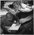 "... sailors in their bunkroom aboard the U.S.S. Ticonderoga (CV-14) on eve of the Battle of Manila, PI. Thomas L. Crens - NARA - 520867.jpg