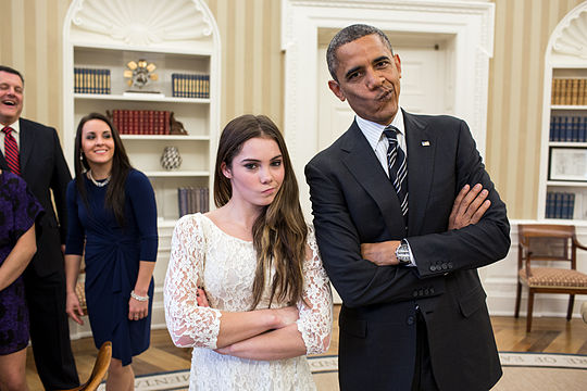 Barack Obama with artistic gymnastic McKayla Maroney.jpg