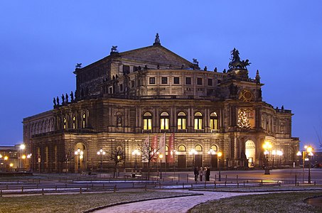 Semperoper in Dresden by night