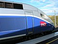 Avant de la rame de TGV Duplex Dasye numéro 746 stationnée en gare de Belfort - Montbéliard TGV