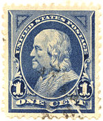 Benjamin Franklin, 1¢, blue