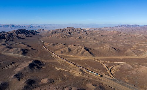 FCAB lead ore train at Cumbre, Chile