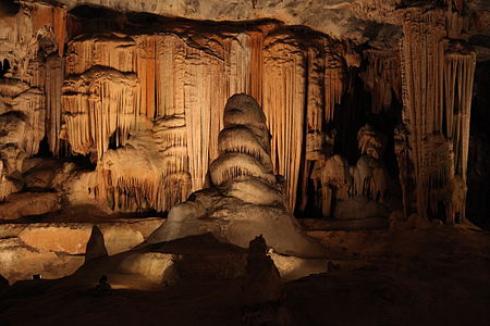 Stagactites and stalagmites in the Cango Caves, South Africa