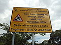 Road works sign on A46 Clee Road, North East Lincolnshire - DSC07321.JPG