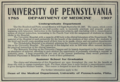 University of Pennsylvania Department of Medicine ("American medical directory", 1906 advert).png