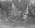 "15th Regt N. Y. S. V." (15th Regiment New York State Volunteers) flag and the American Flag in the Civil War, from- Officers of the 15th N.Y. Engineers - NARA - 524743 (cropped).tif