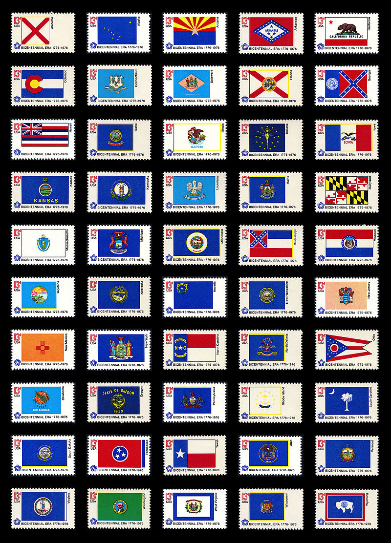 American Bicentennial Flag Series of 1976 U.S. stamps.jpg