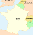 Carte représentant la situation de la ligne ferroviaire de Strasbourg-Ville à Saint-Louis en France
